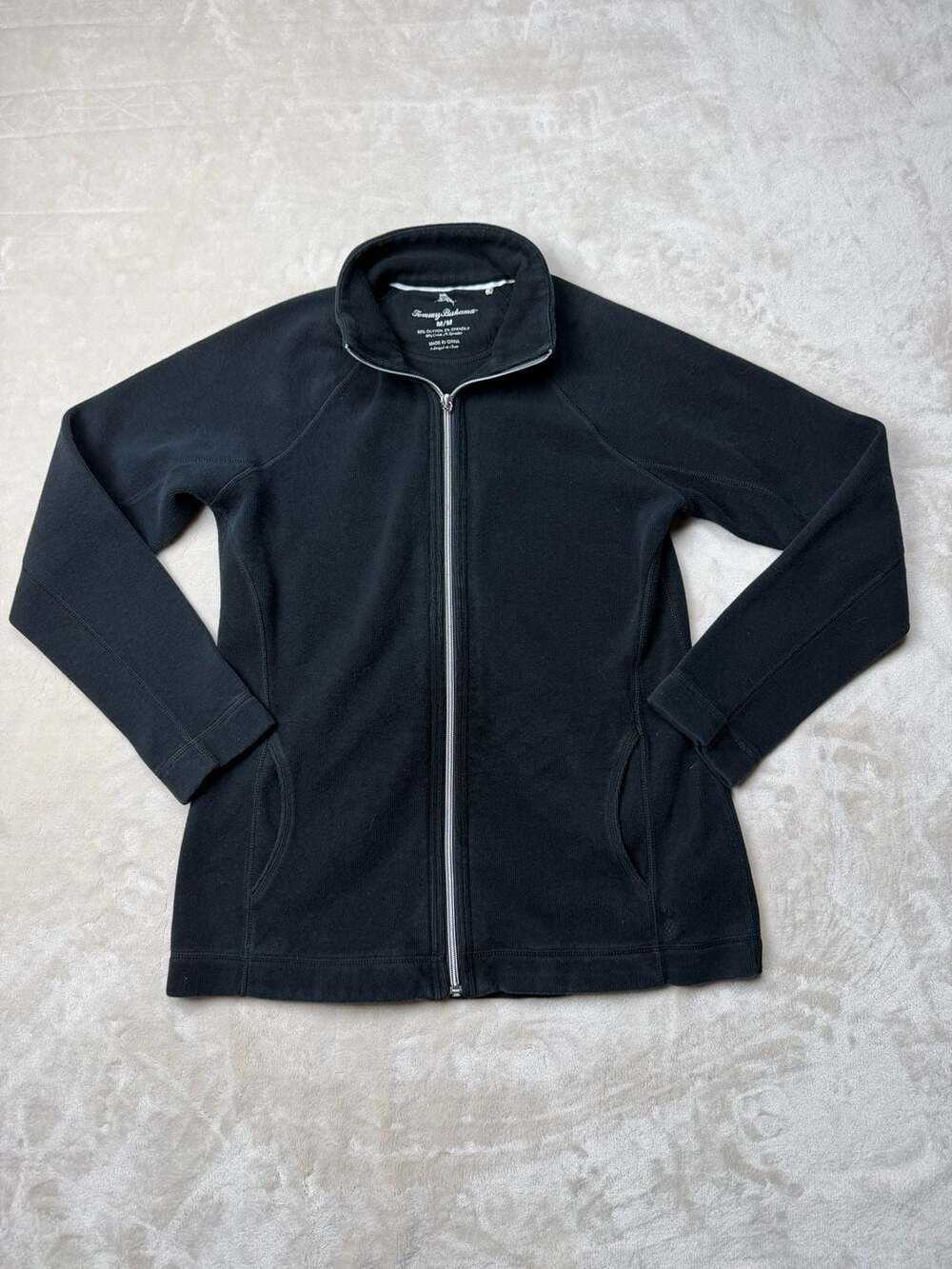 Tommy Bahama Aruba Full-Zip Sweatshirt Size M Black Cotton Blend
